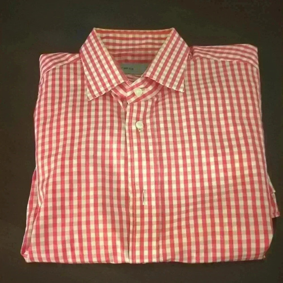 Etro Red Gingham Button Down Long Sleeve Check Dress Shirt - size 41 BNWOT - Picture 5 of 5